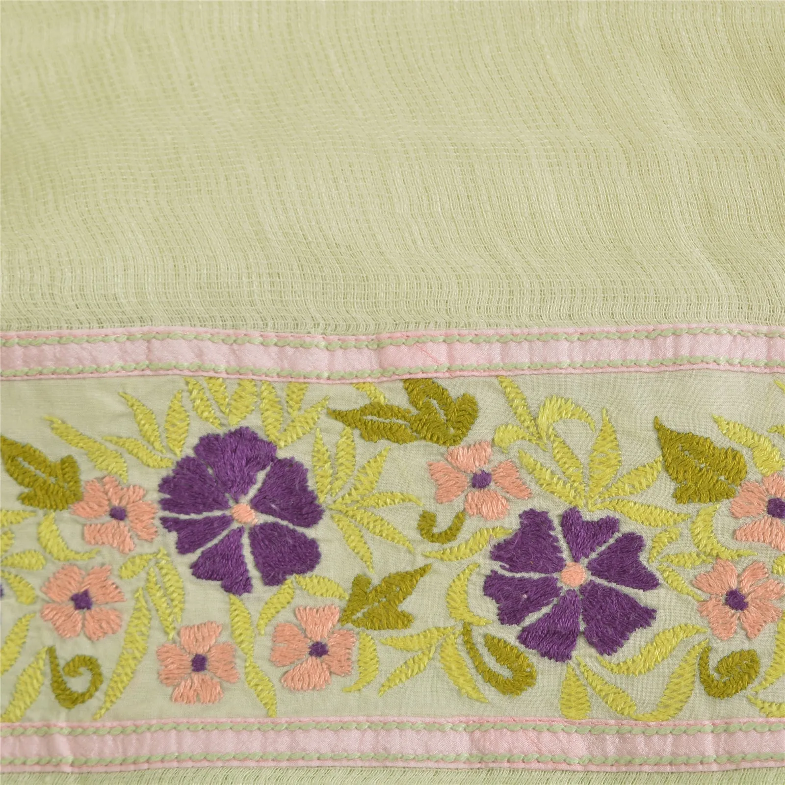 Sanskriti Vintage Cream Sarees Pure Cotton Embroidered Kota Doria Sari Fabric