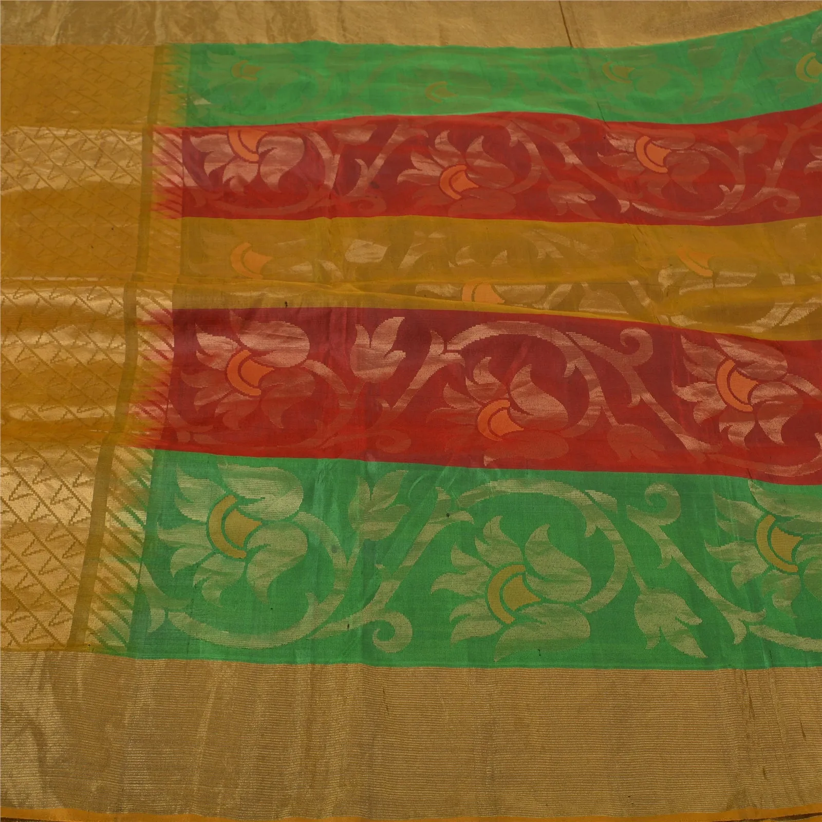 Sanskriti Vintage Indian Sarees 100% Pure Silk Woven Premium Sari Craft Fabric