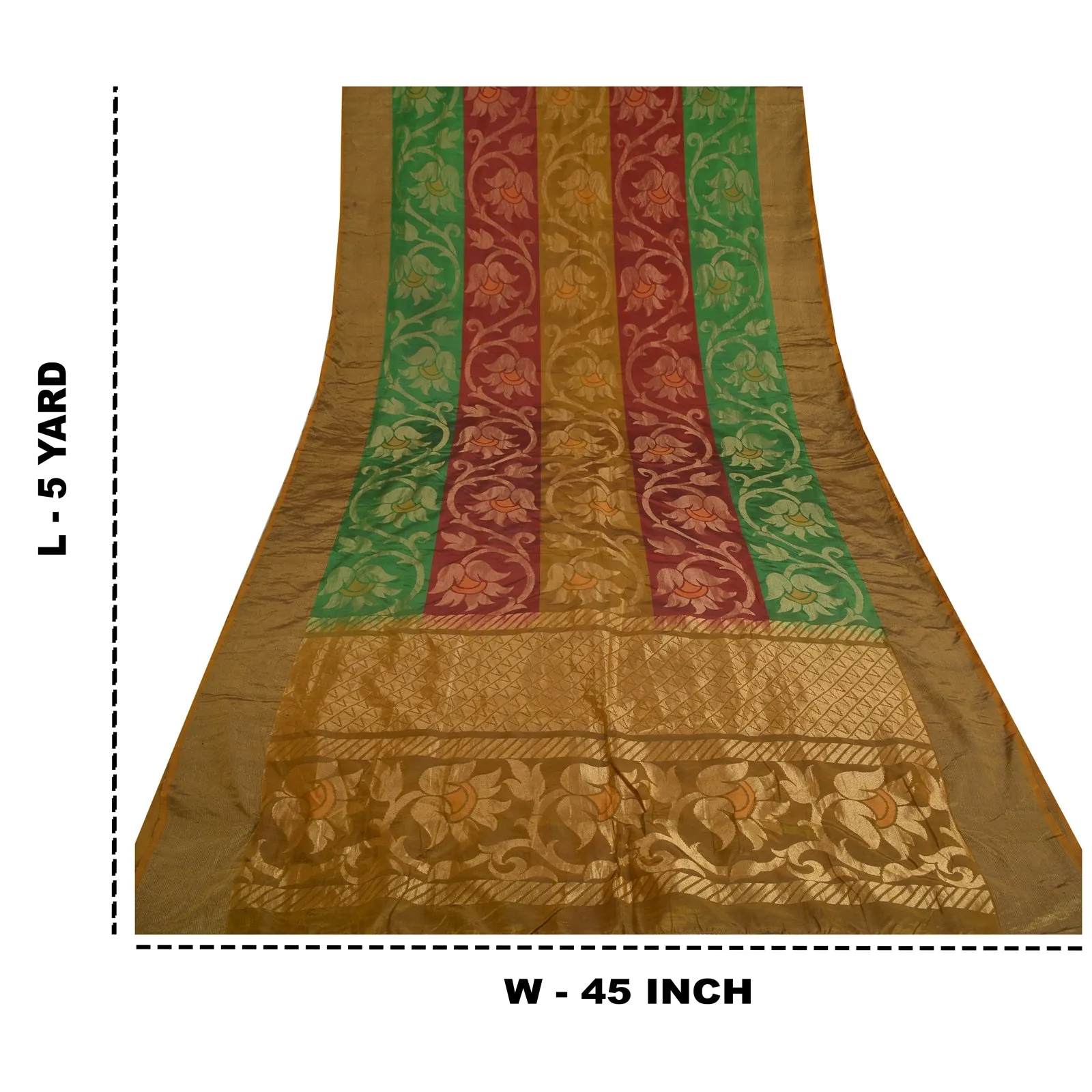 Sanskriti Vintage Indian Sarees 100% Pure Silk Woven Premium Sari Craft Fabric