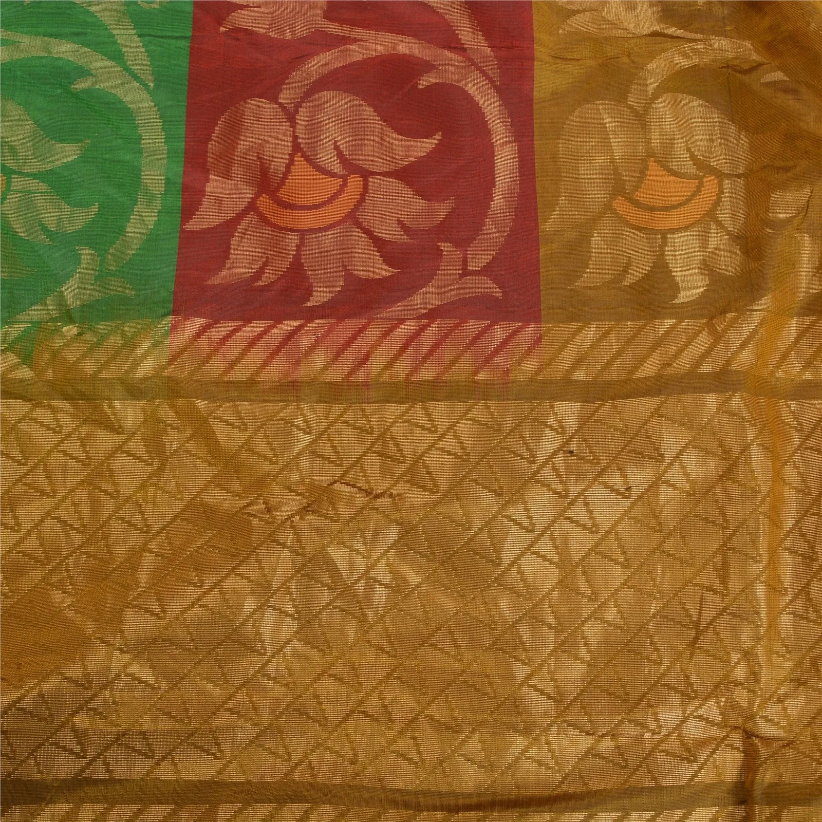 Sanskriti Vintage Indian Sarees 100% Pure Silk Woven Premium Sari Craft Fabric