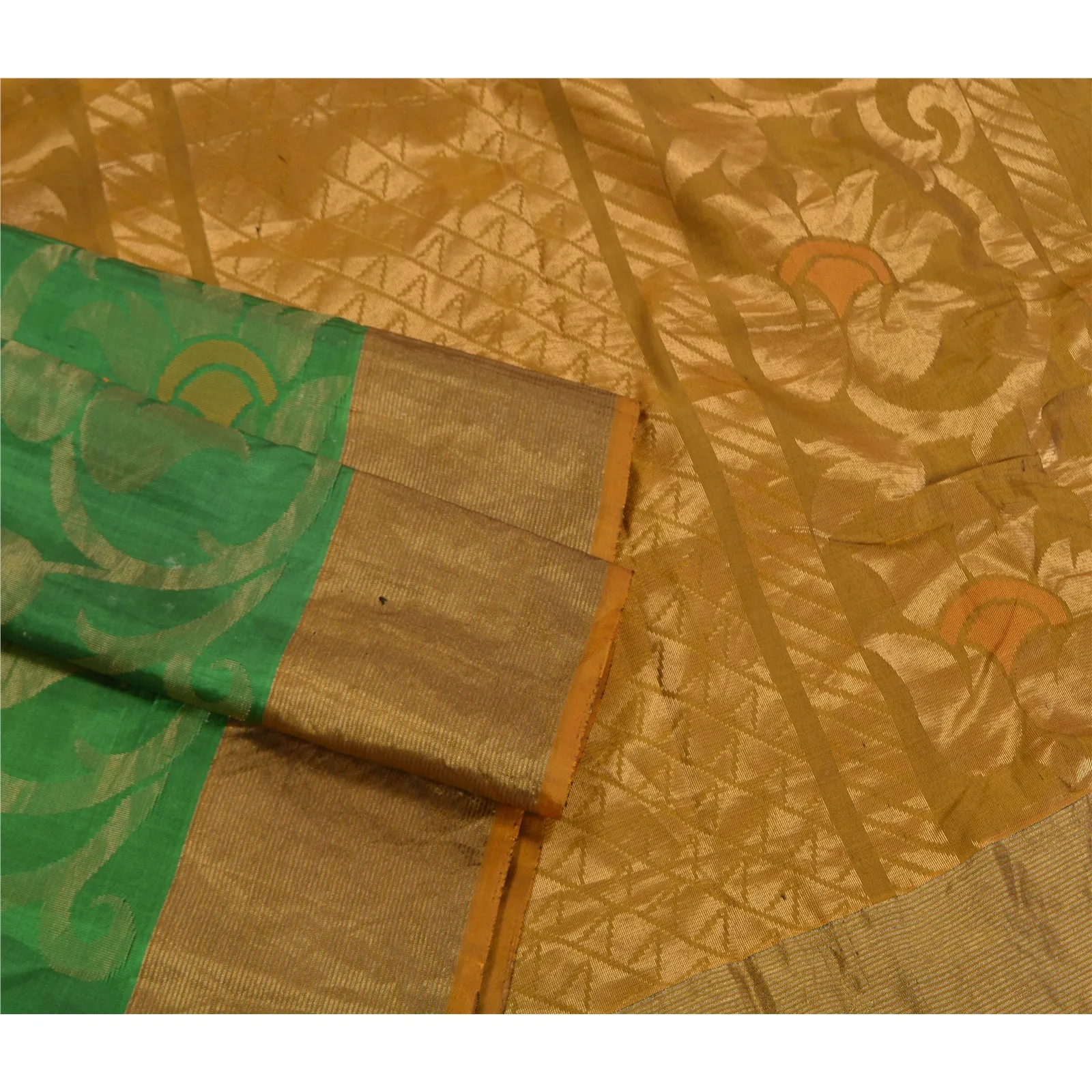 Sanskriti Vintage Indian Sarees 100% Pure Silk Woven Premium Sari Craft Fabric