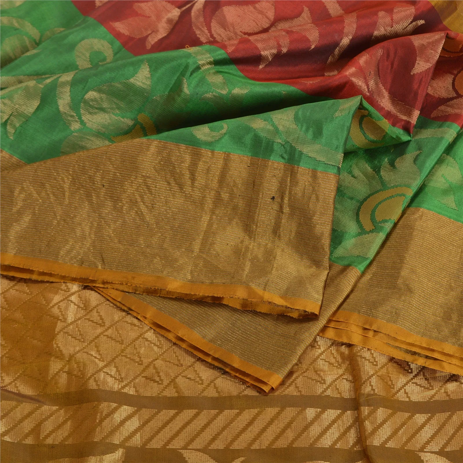 Sanskriti Vintage Indian Sarees 100% Pure Silk Woven Premium Sari Craft Fabric