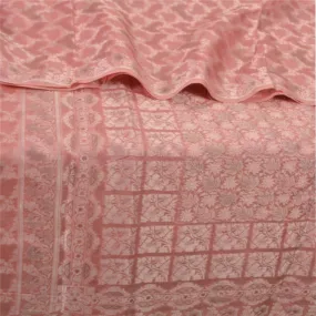 Sanskriti Vintage Pink Indian Sarees 100% Pure Silk Woven Sari 5 YD Craft Fabric