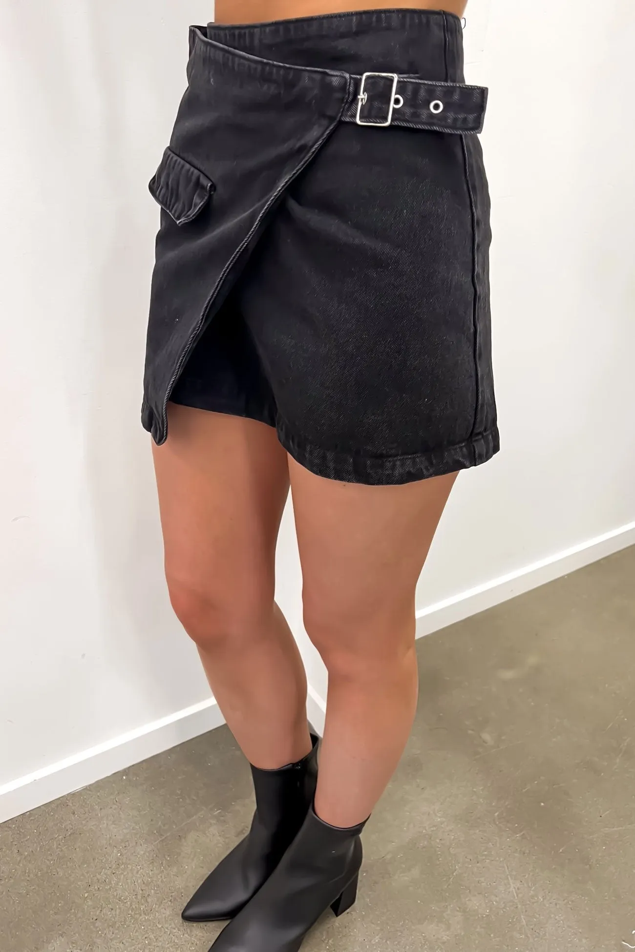 Shai Denim Mini Skirt Black