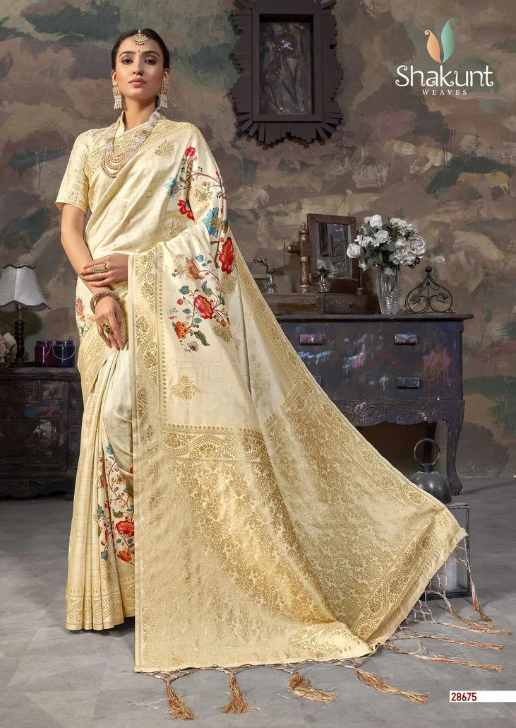 Shakunt Sarees Presents Smaran Silk Printed Fancy Designer Sarees