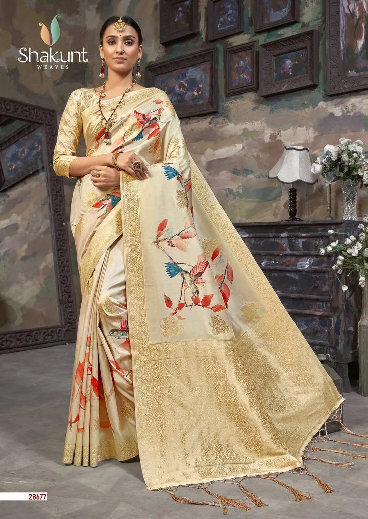 Shakunt Sarees Presents Smaran Silk Printed Fancy Designer Sarees