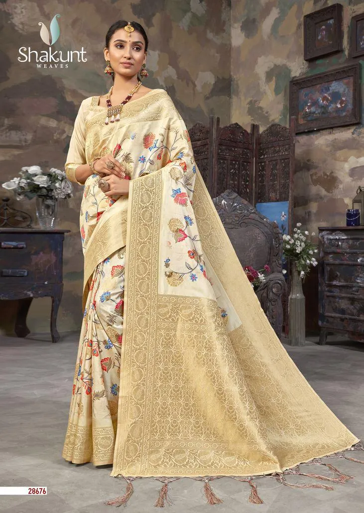 Shakunt Sarees Presents Smaran Silk Printed Fancy Designer Sarees