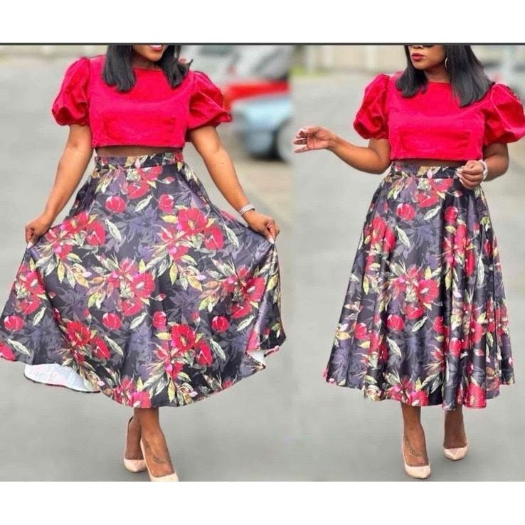 She Floral Skirts Top Set