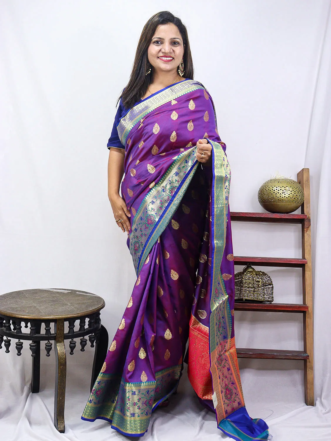 Shop the Latest Handloom Banarasi Silk Sarees in Purple Online