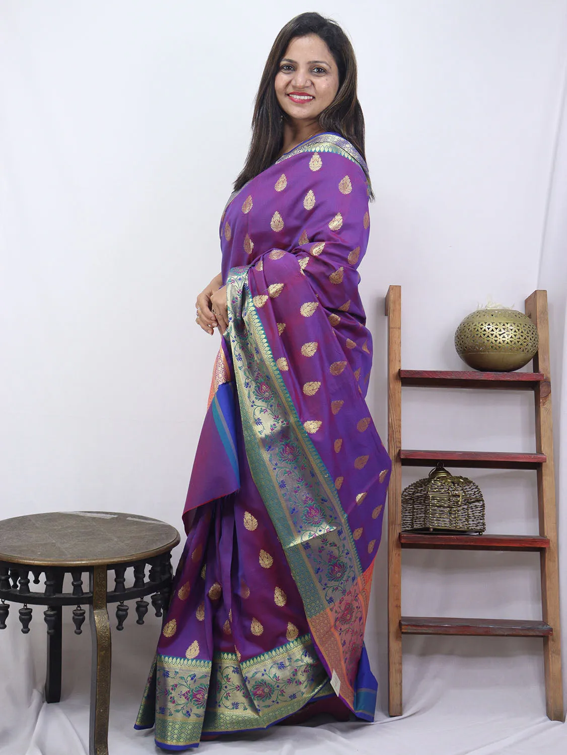 Shop the Latest Handloom Banarasi Silk Sarees in Purple Online