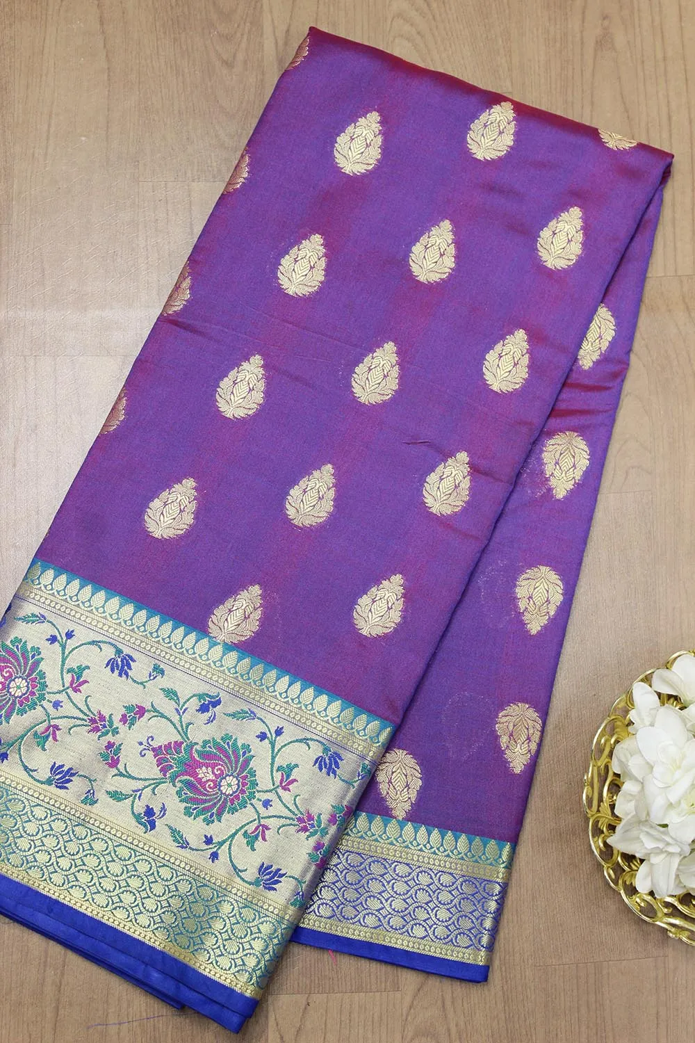 Shop the Latest Handloom Banarasi Silk Sarees in Purple Online