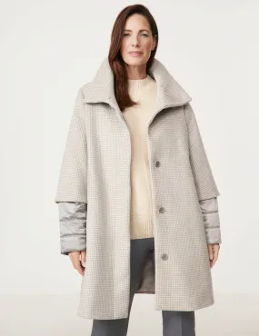 Short coat with fabric panelling