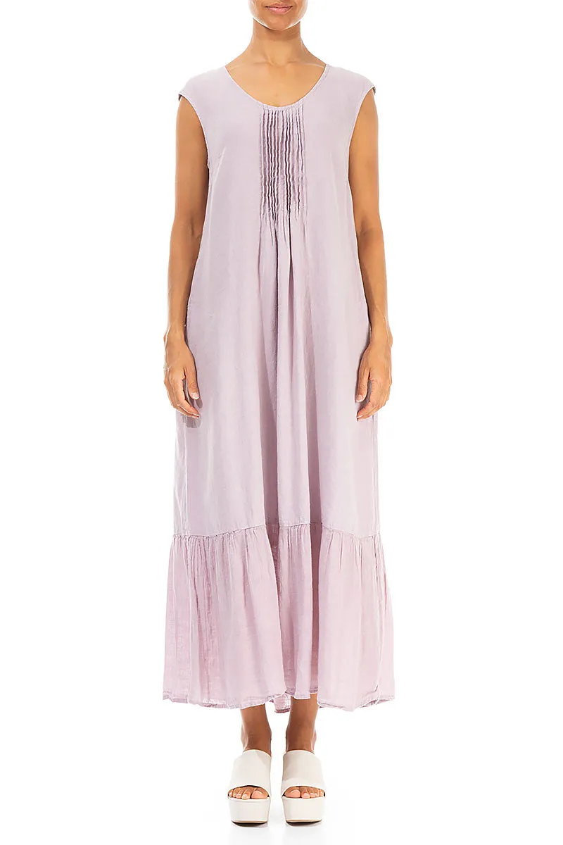 Sleeveless Flared Vintage Pink Linen Dress