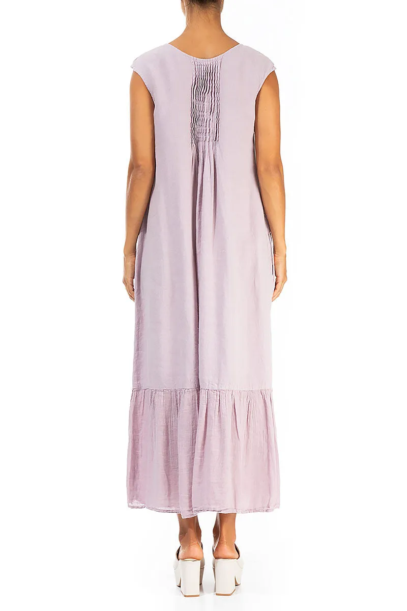 Sleeveless Flared Vintage Pink Linen Dress