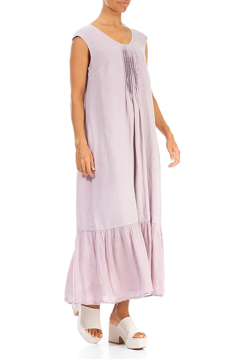 Sleeveless Flared Vintage Pink Linen Dress