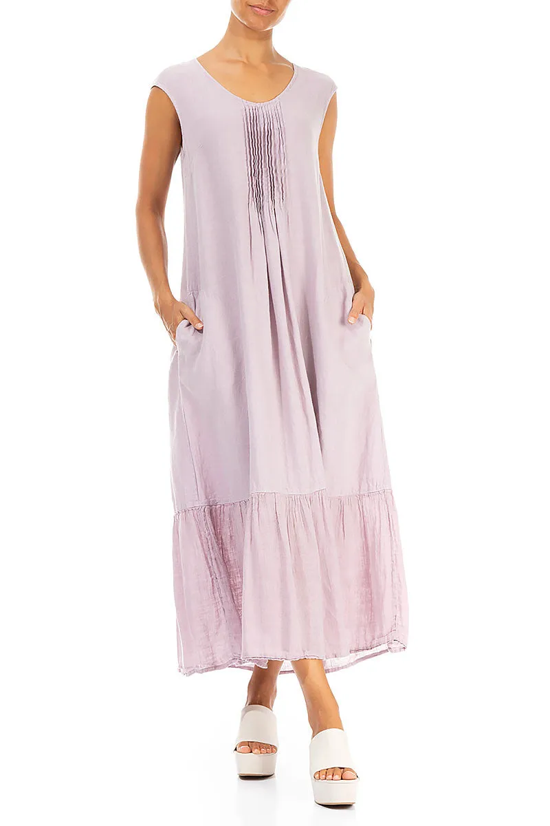 Sleeveless Flared Vintage Pink Linen Dress