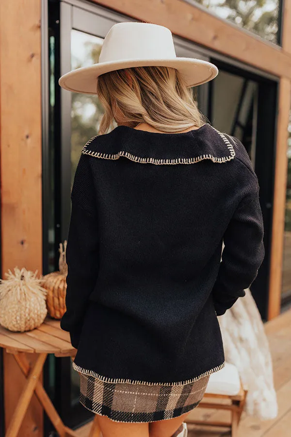 Small Town Romance Knit Sweater Top in Black