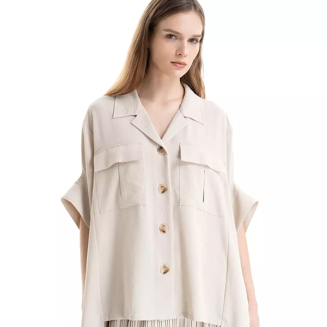 Solid Textured Oversized Shirt