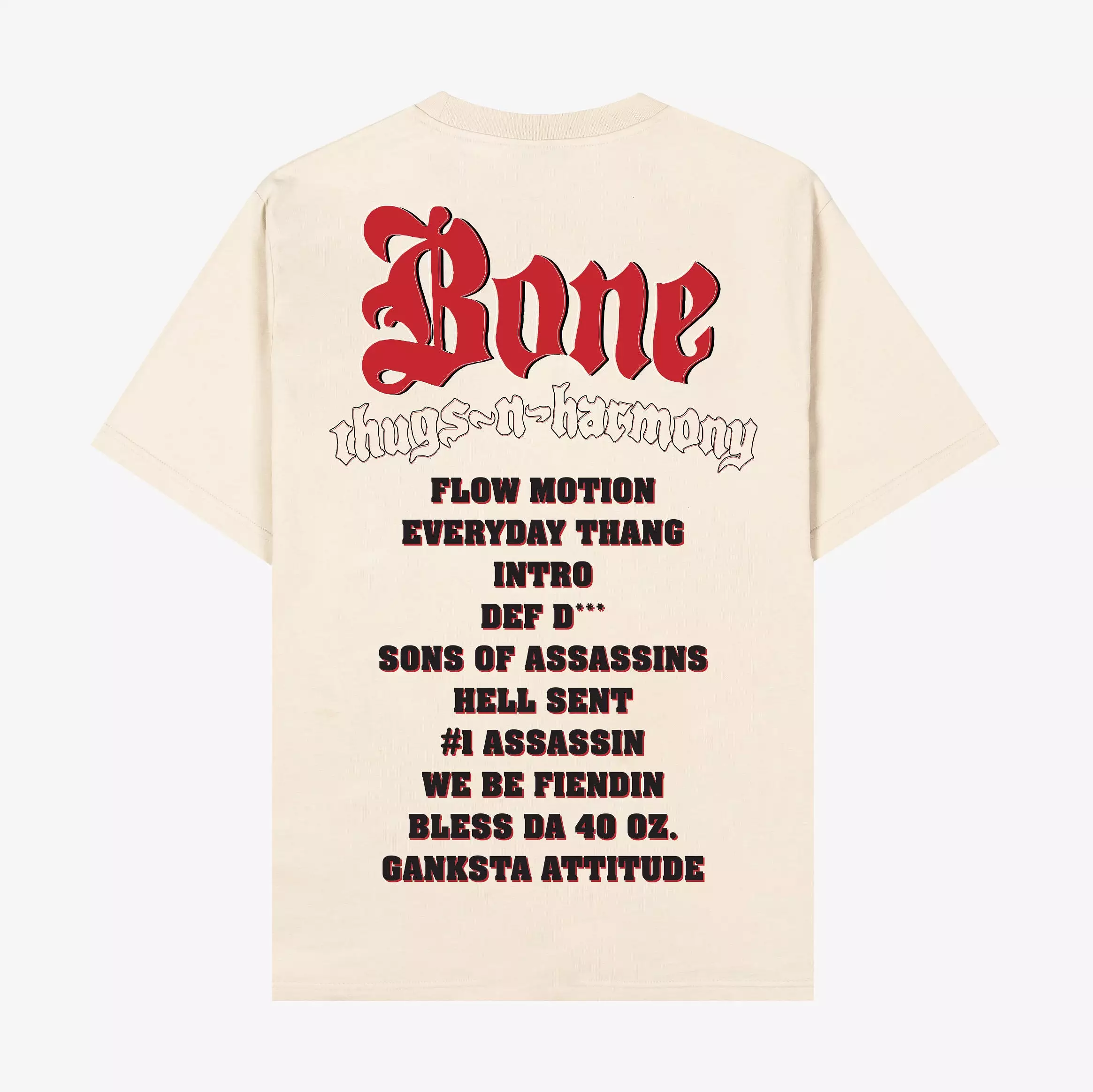 SP x Bone Thugs N Harmony Faces Of Death Mens Short Sleeve Shirt (Beige/Red)