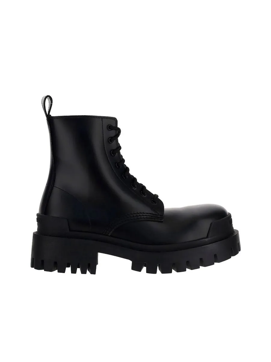 Strike Lace-Up Boot in Black Mat Calfskin