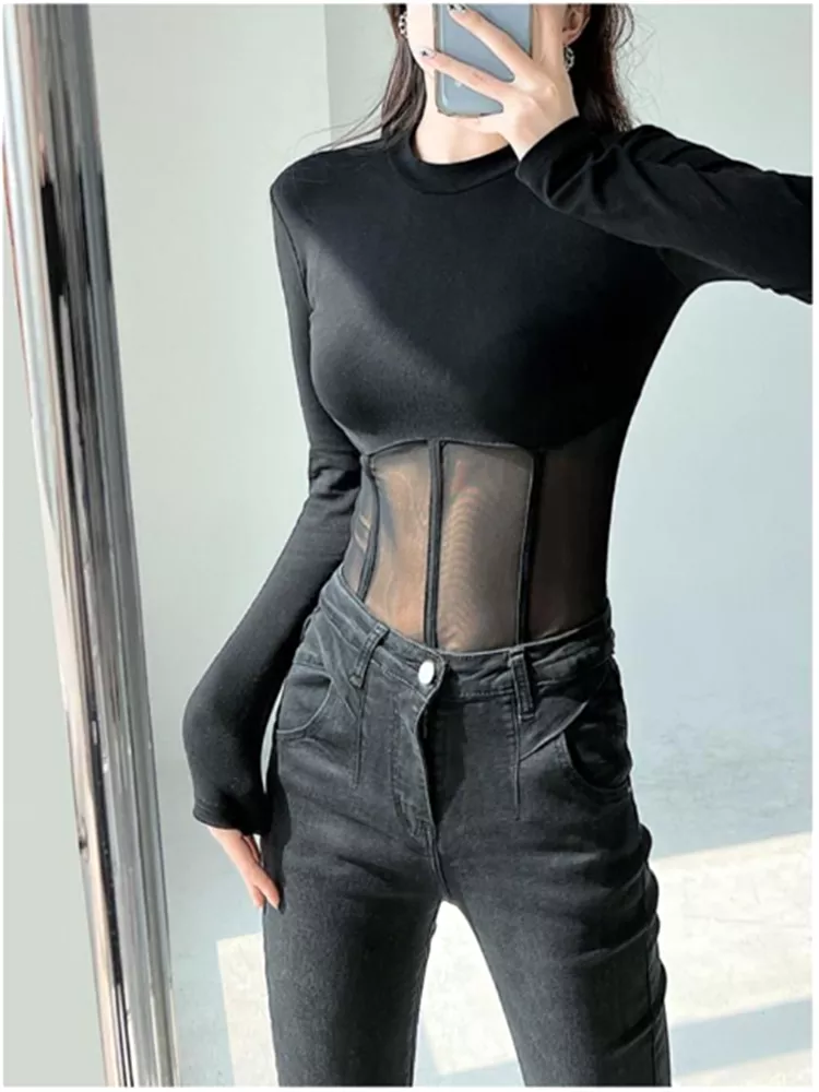 Summer Women T Shirt Girls T-Shirt Woman Clothes Long Sleeve Tops Spring Black Slim Tshirt Female Crop Top Tee Sexy Skinny Y2k