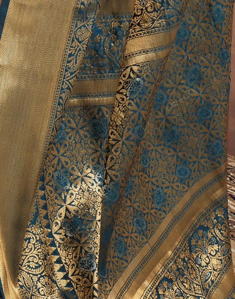 Teal Blue Silk Banarasi Sarees