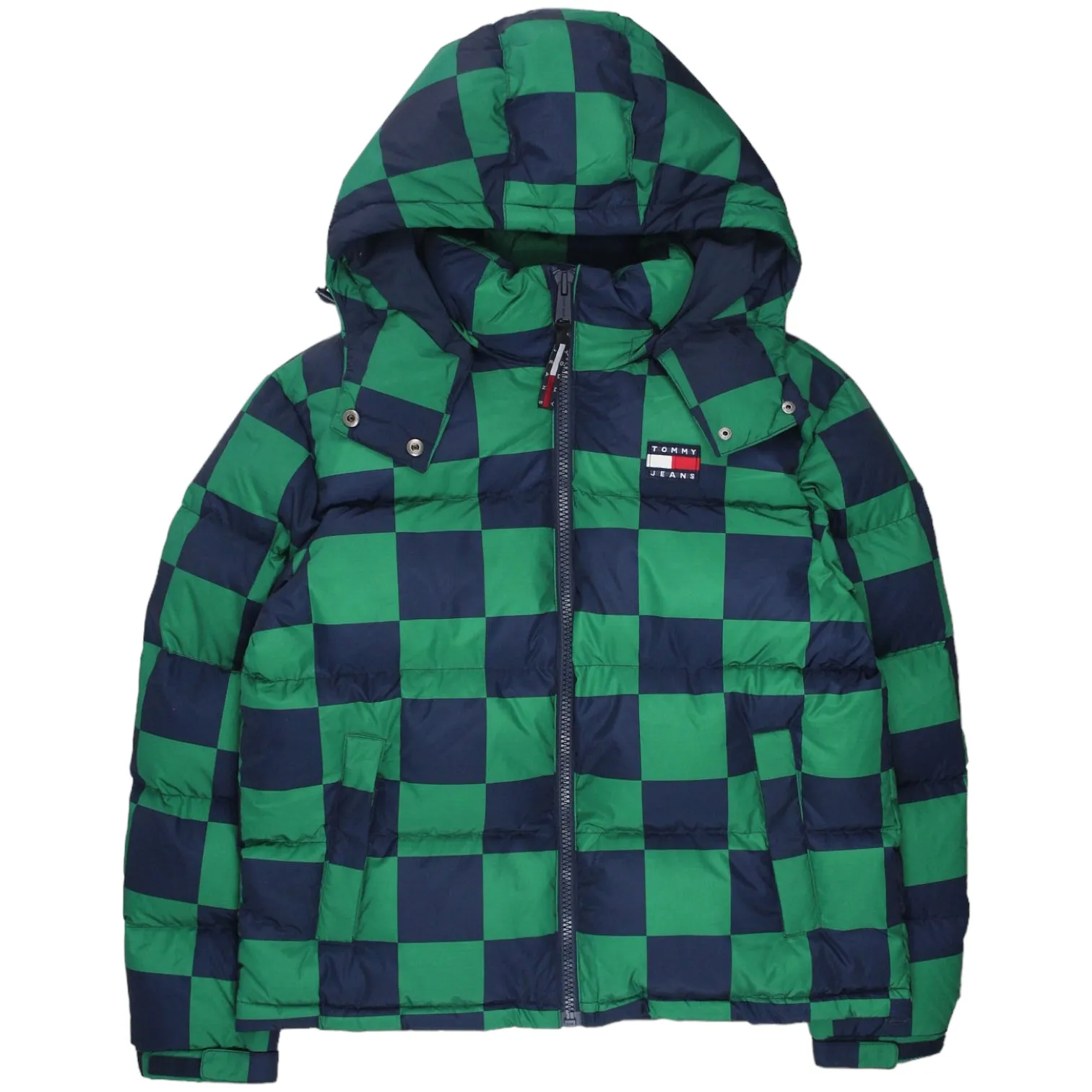 Tommy Jeans Green Chequerboard Alaska Puffer Jacket