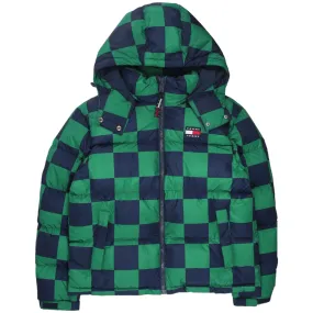 Tommy Jeans Green Chequerboard Alaska Puffer Jacket