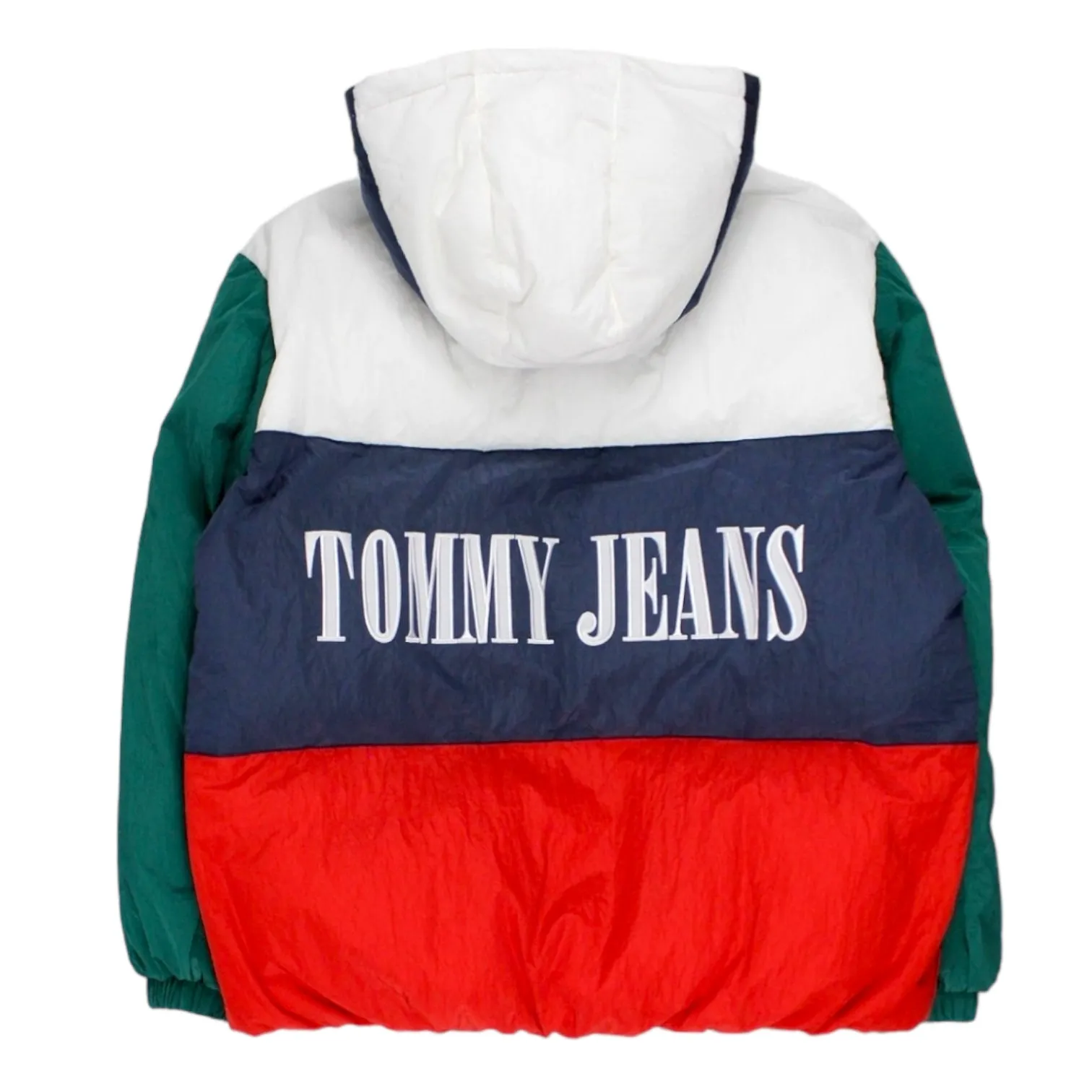 Tommy Jeans Green Colourblock Hooded Puffer