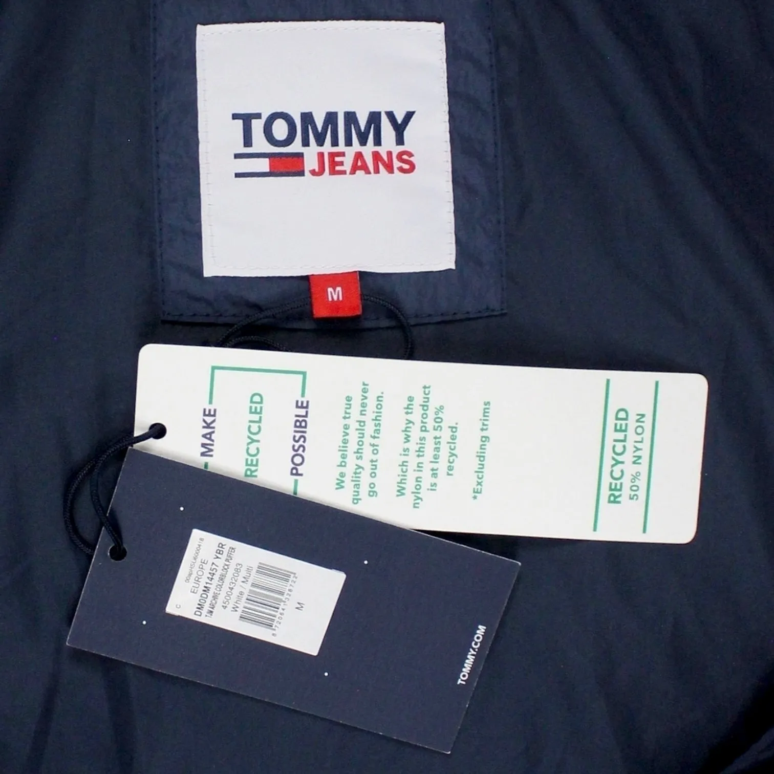 Tommy Jeans Green Colourblock Hooded Puffer