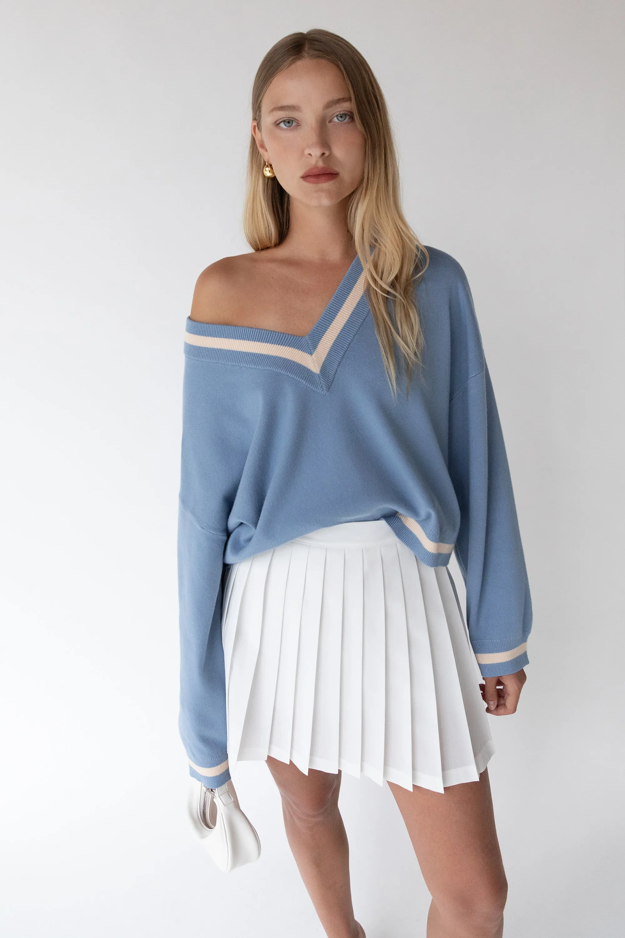 VARSITY V-NECK SWEATER