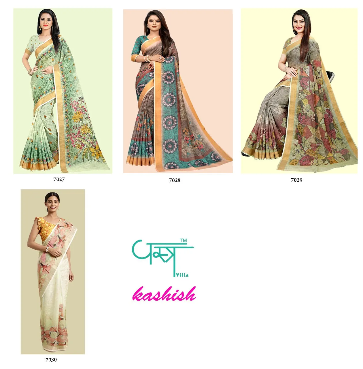 Vastra Villa Launched Kashish Linen Border Fancy Designer Sarees