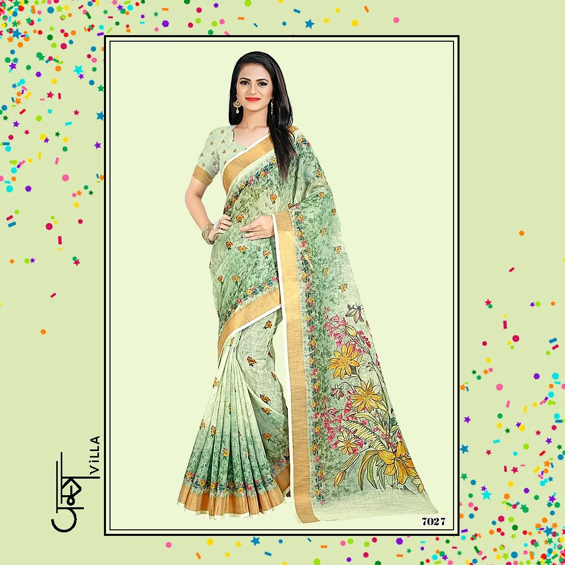 Vastra Villa Launched Kashish Linen Border Fancy Designer Sarees