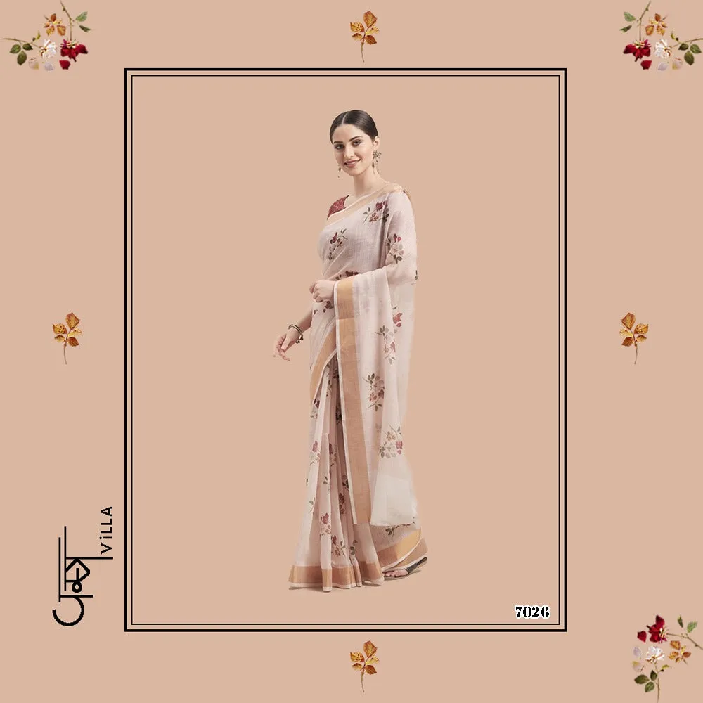 Vastra Villa Launched Kashish Linen Border Fancy Designer Sarees