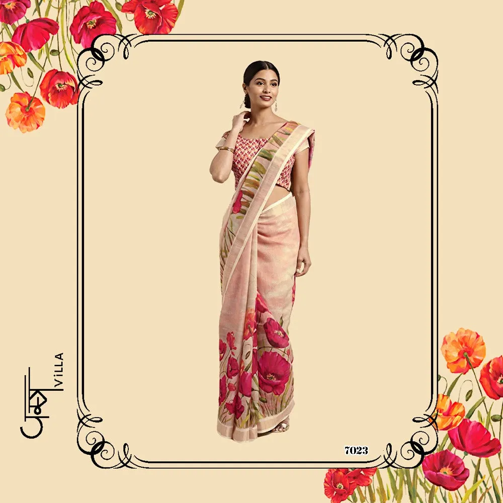 Vastra Villa Launched Kashish Linen Border Fancy Designer Sarees