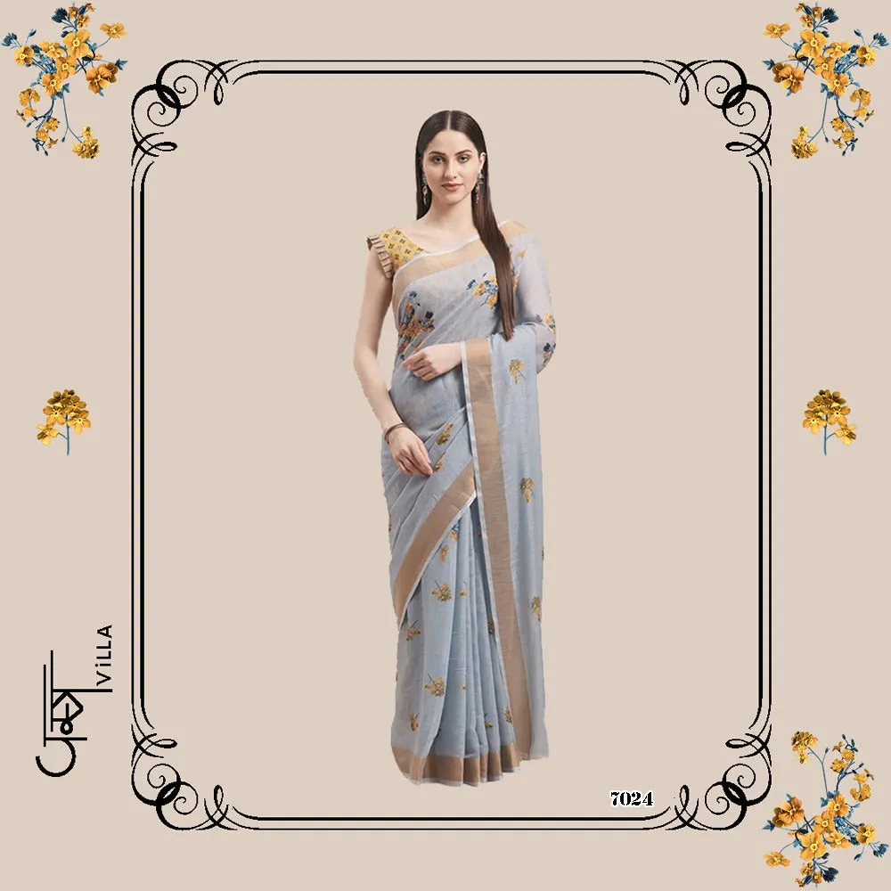 Vastra Villa Launched Kashish Linen Border Fancy Designer Sarees