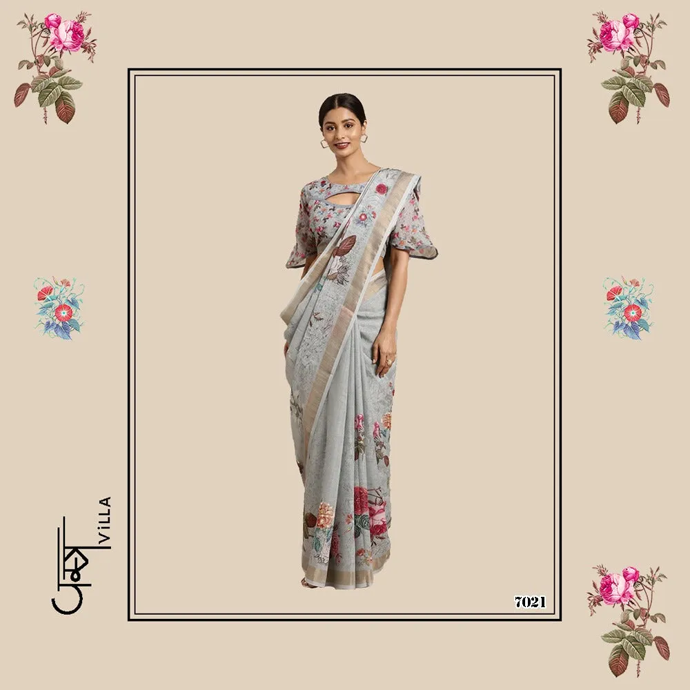 Vastra Villa Launched Kashish Linen Border Fancy Designer Sarees