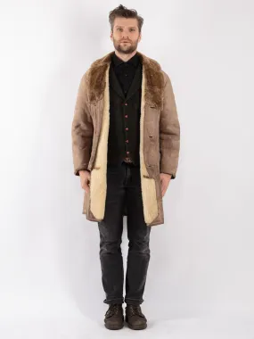 Vintage 70's Men Sheepskin Coat in Beige