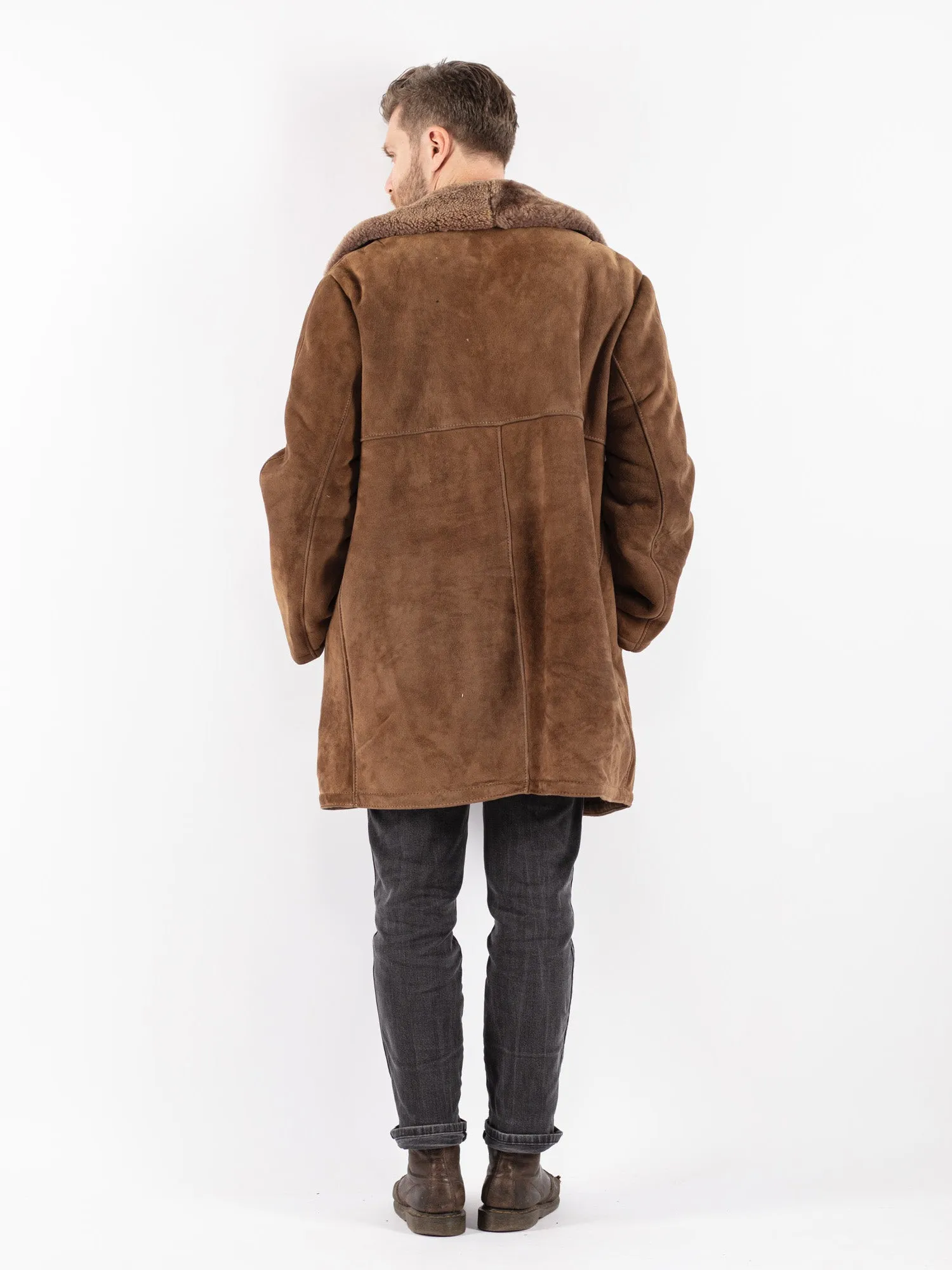 Vintage 70's Men Sheepskin Coat in Brown