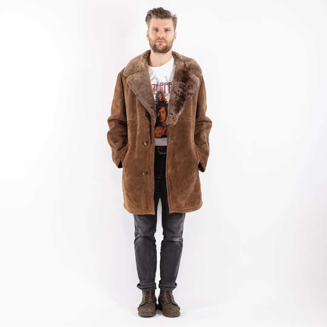 Vintage 70's Men Sheepskin Coat in Brown