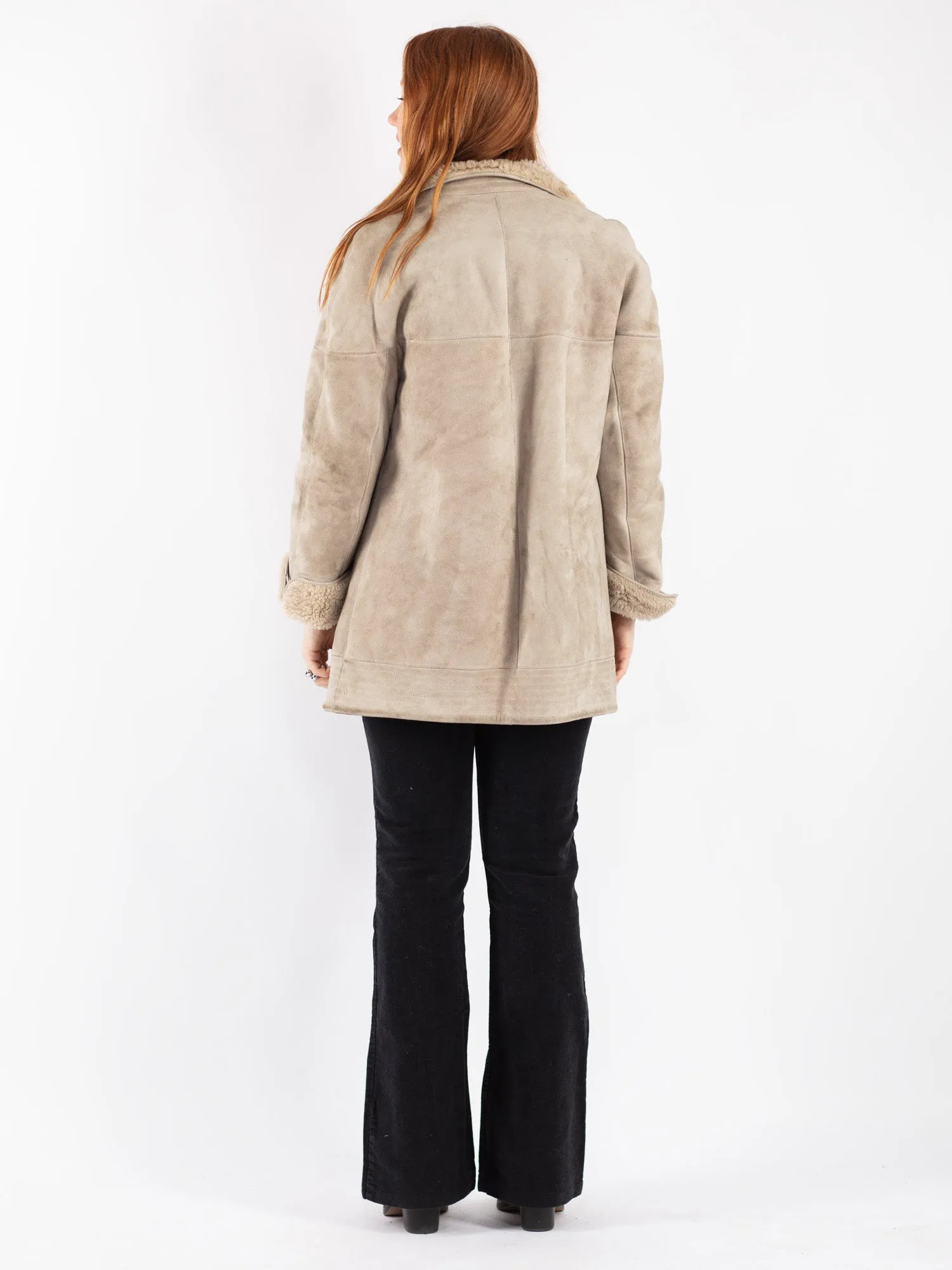 Vintage 70's Women Sheepskin Coat in Beige