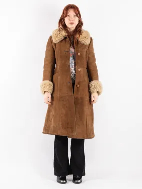 Vintage 70's Women Sheepskin Shearling Coat in Brown