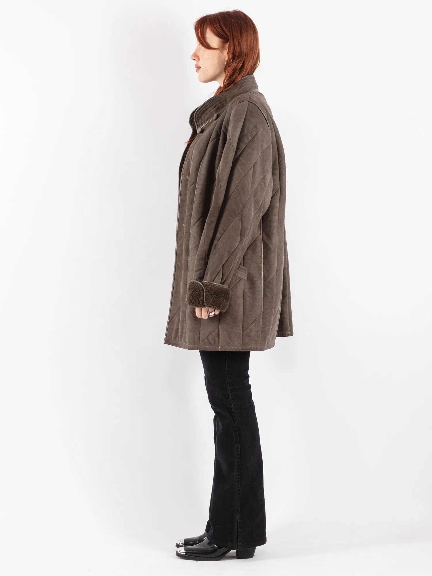 Vintage 80's Women Sheepskin Coat in Brown