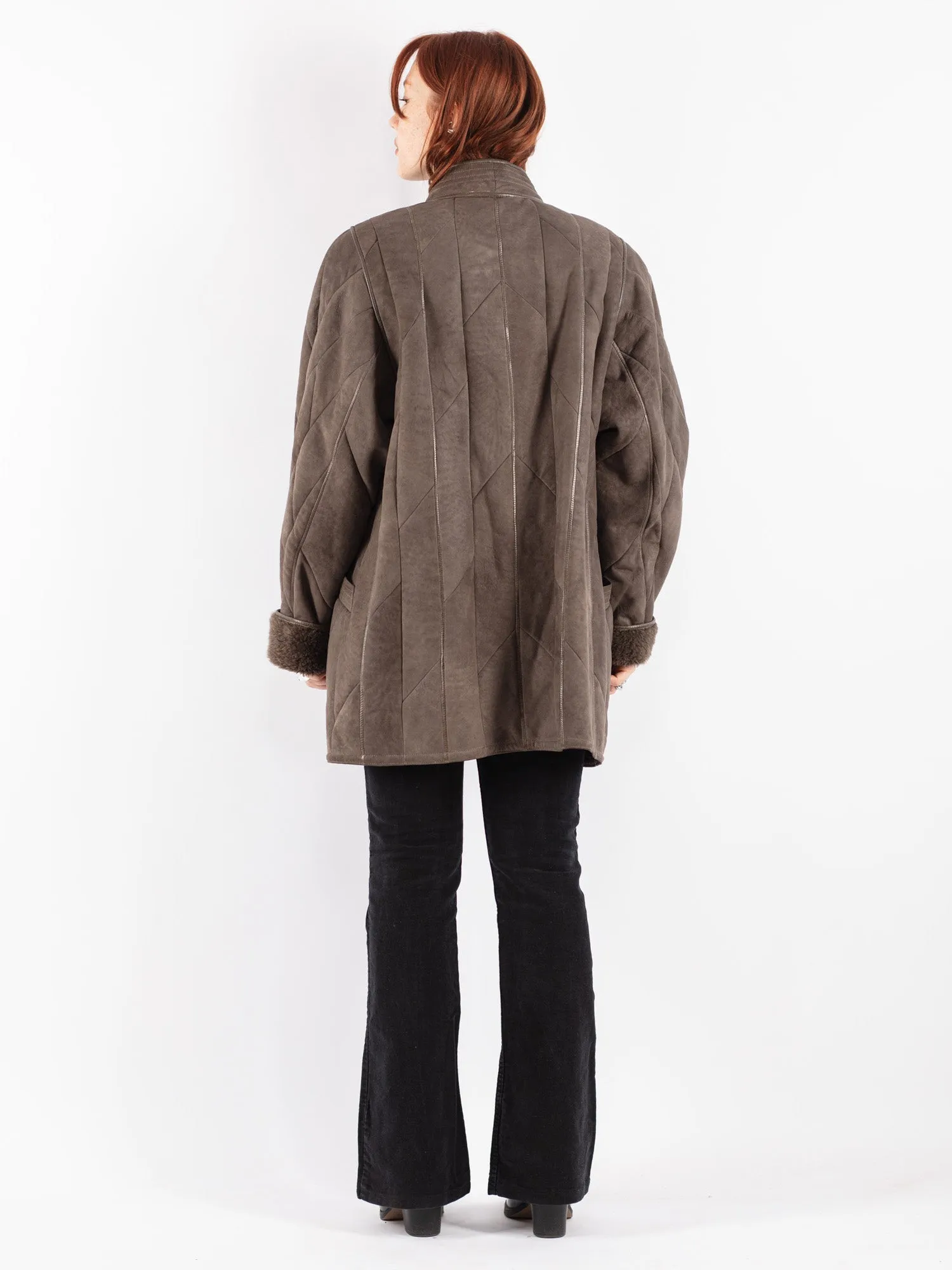 Vintage 80's Women Sheepskin Coat in Brown