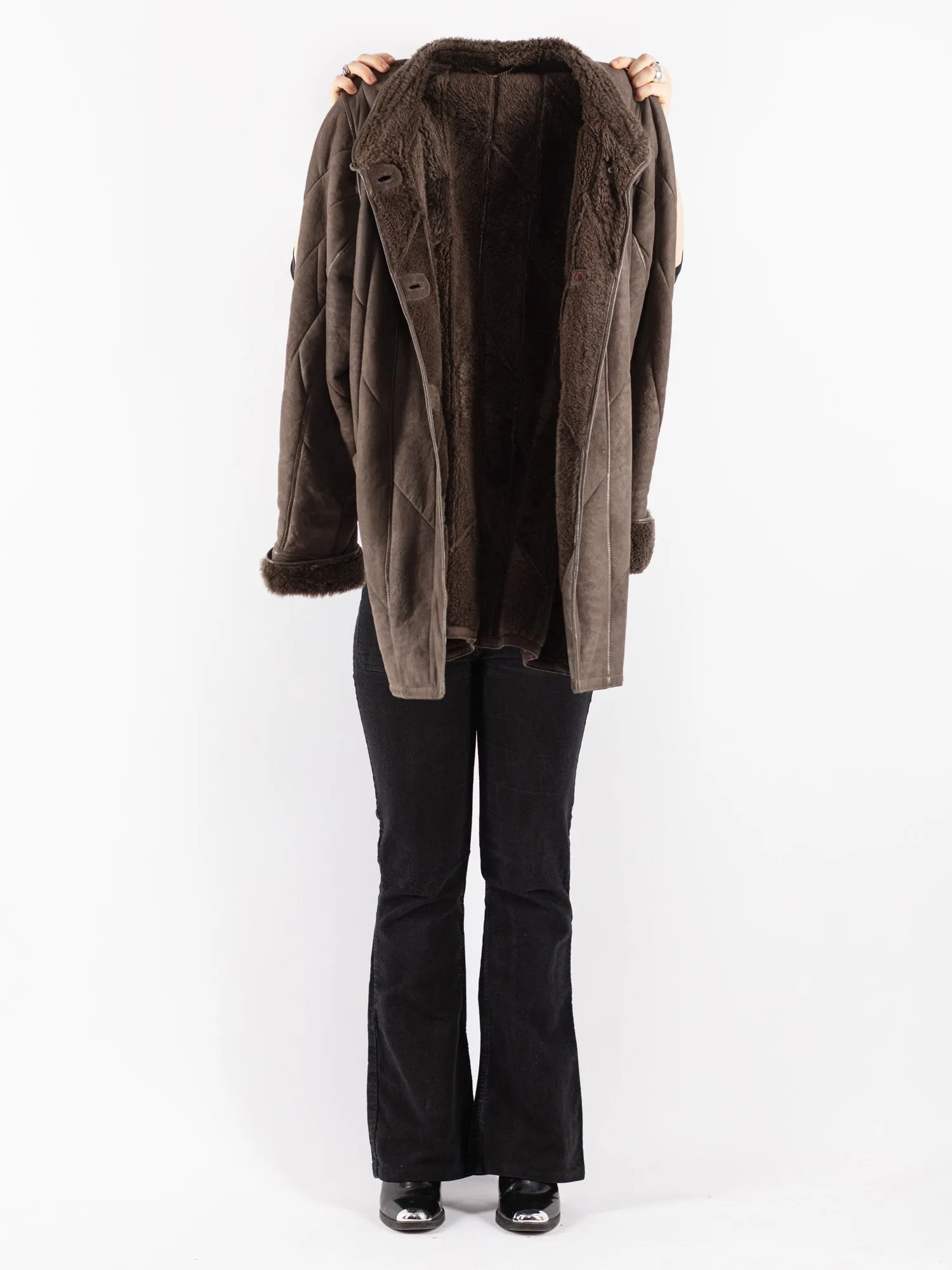 Vintage 80's Women Sheepskin Coat in Brown