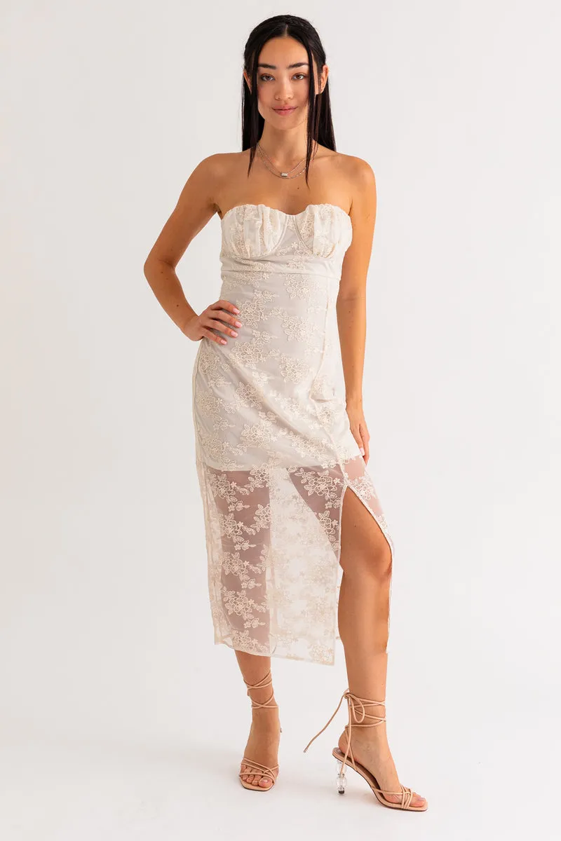 Vintage Lace Strapless Dress