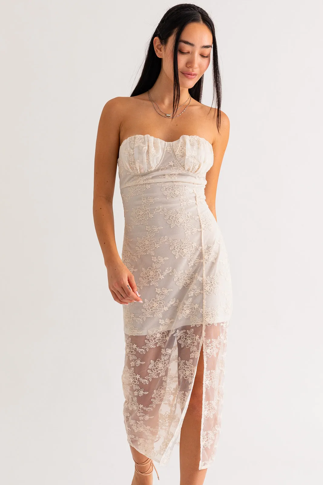 Vintage Lace Strapless Dress