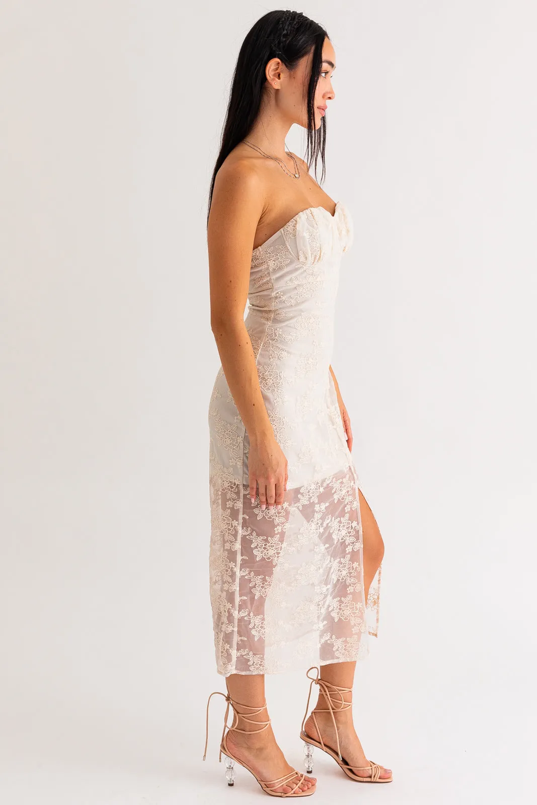 Vintage Lace Strapless Dress