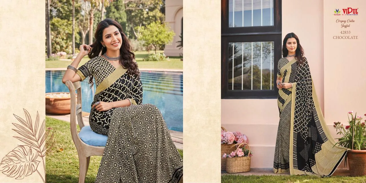 Vipul Launched Crepey Colla Joyfull Fancy Designer Sarees Collection