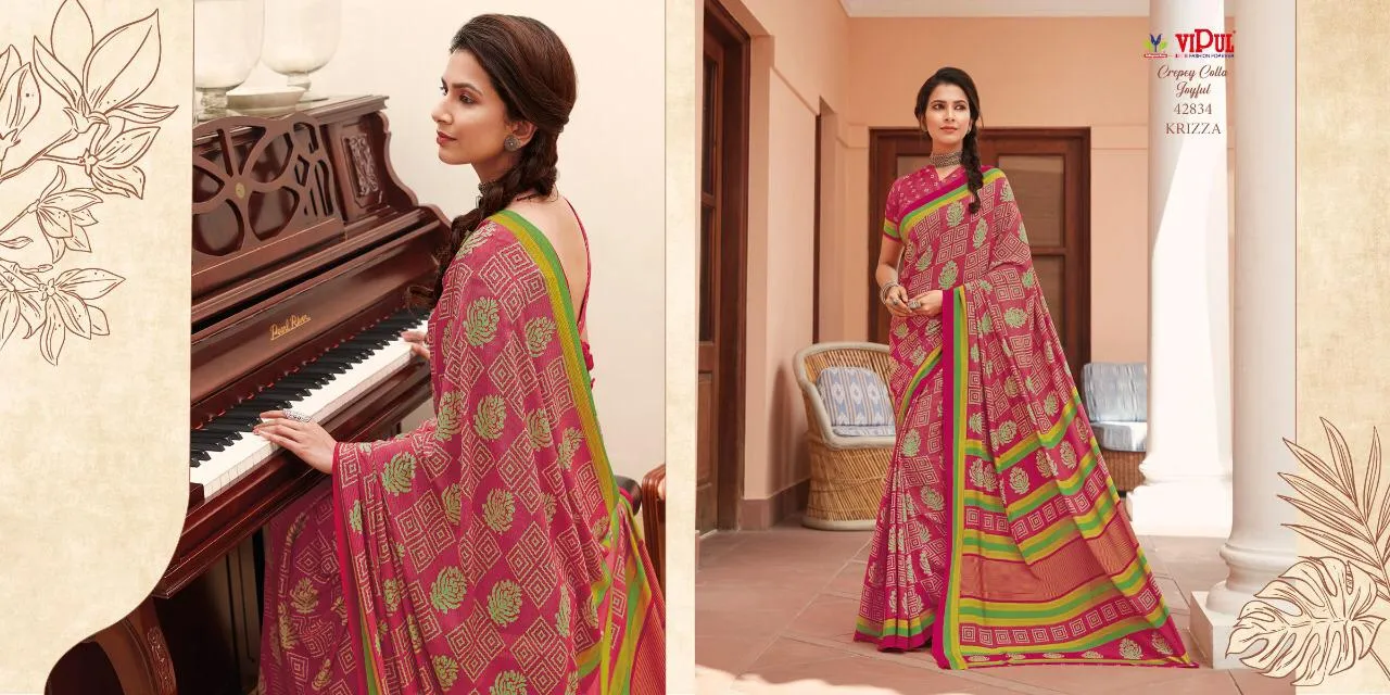 Vipul Launched Crepey Colla Joyfull Fancy Designer Sarees Collection